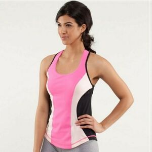 Lululemon Cardio Kick Athletic Tank Top Pinkelicious Parfait Pink Black Size 4